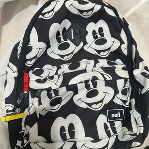 Neff Monochrome Character Backpack with Red and Yellow Accents